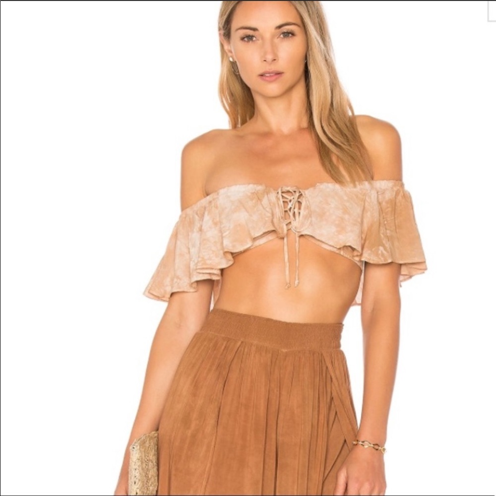 Blue life Melanie lace up crop top